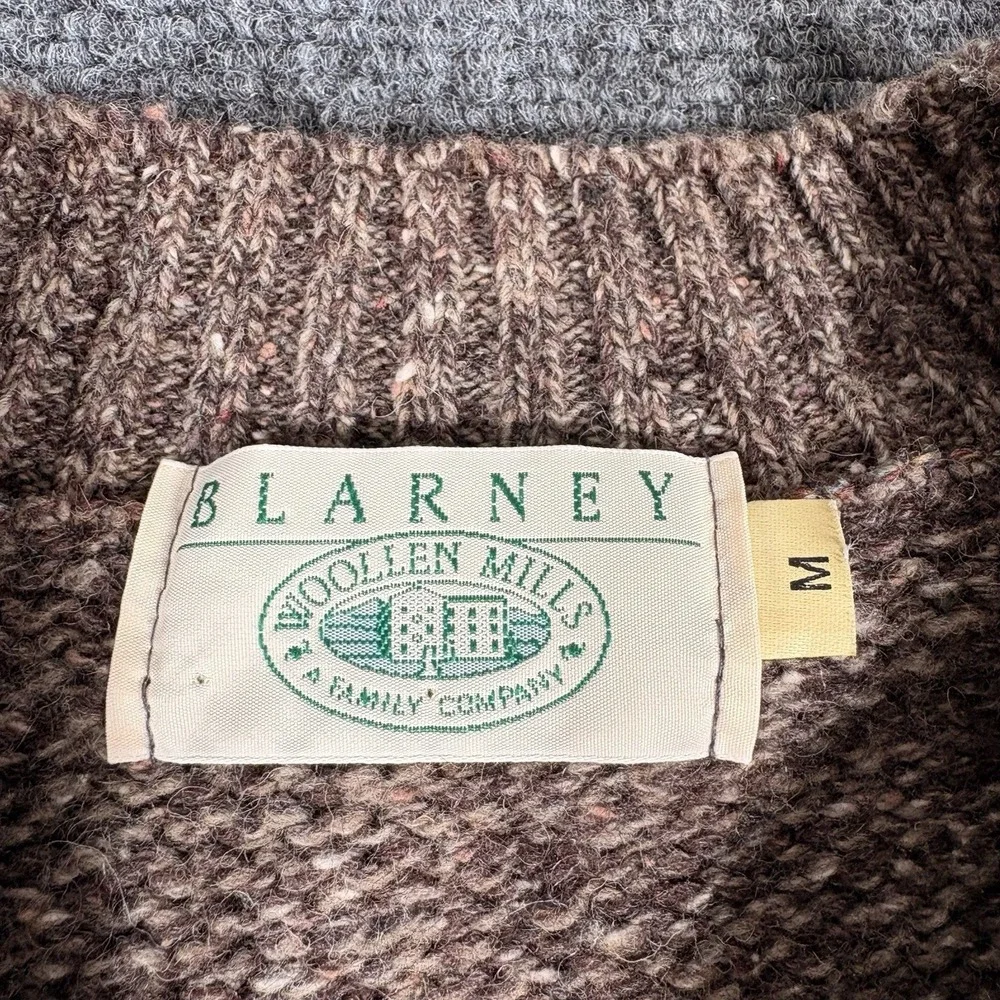 Blarney Woollen Mills Fisherman Donegal Fleck Wool Silk Crewneck Sweater M Brown - Picture 4 of 9